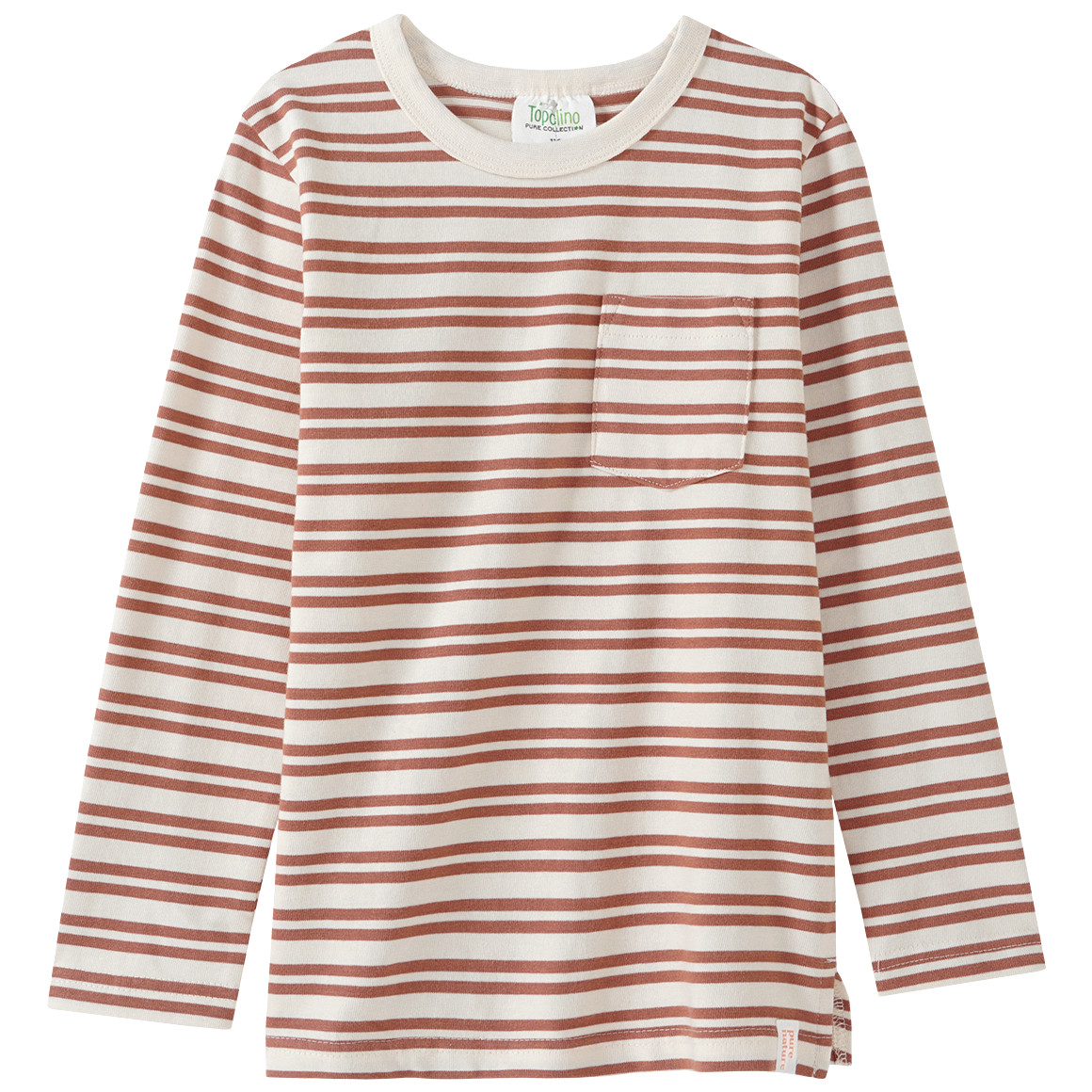 Topolino Pure Collection Jungen Langarmshirt mit Streifen rostbraun / cremeweiss