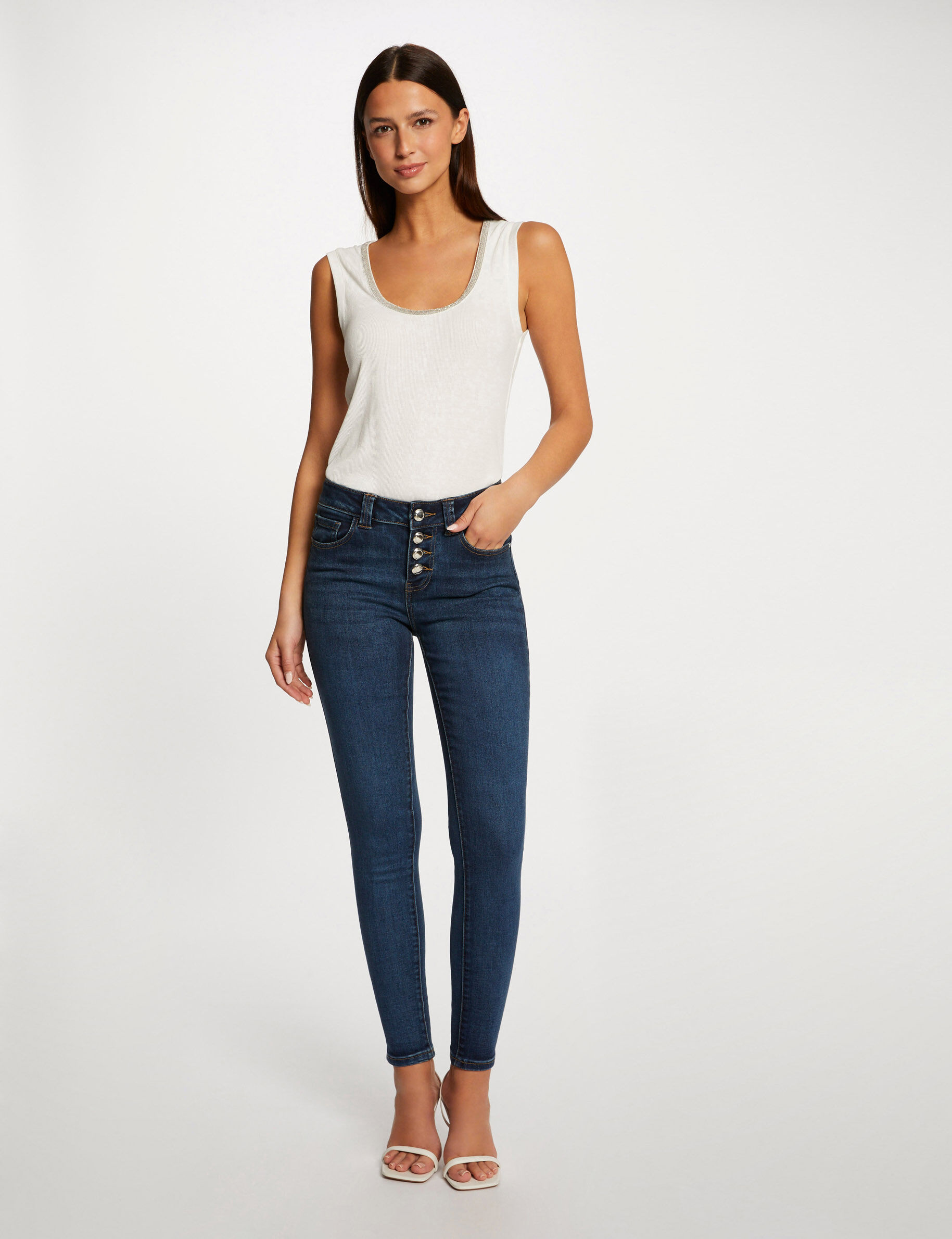 Jeans slim avec boutonnage jean stone femme - jean_stone