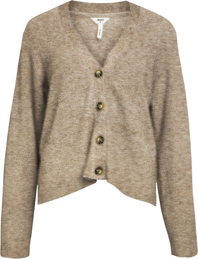 Object OBJDITTE RE L/S KNIT CARDIGAN NOOS Desert taupe/melange col