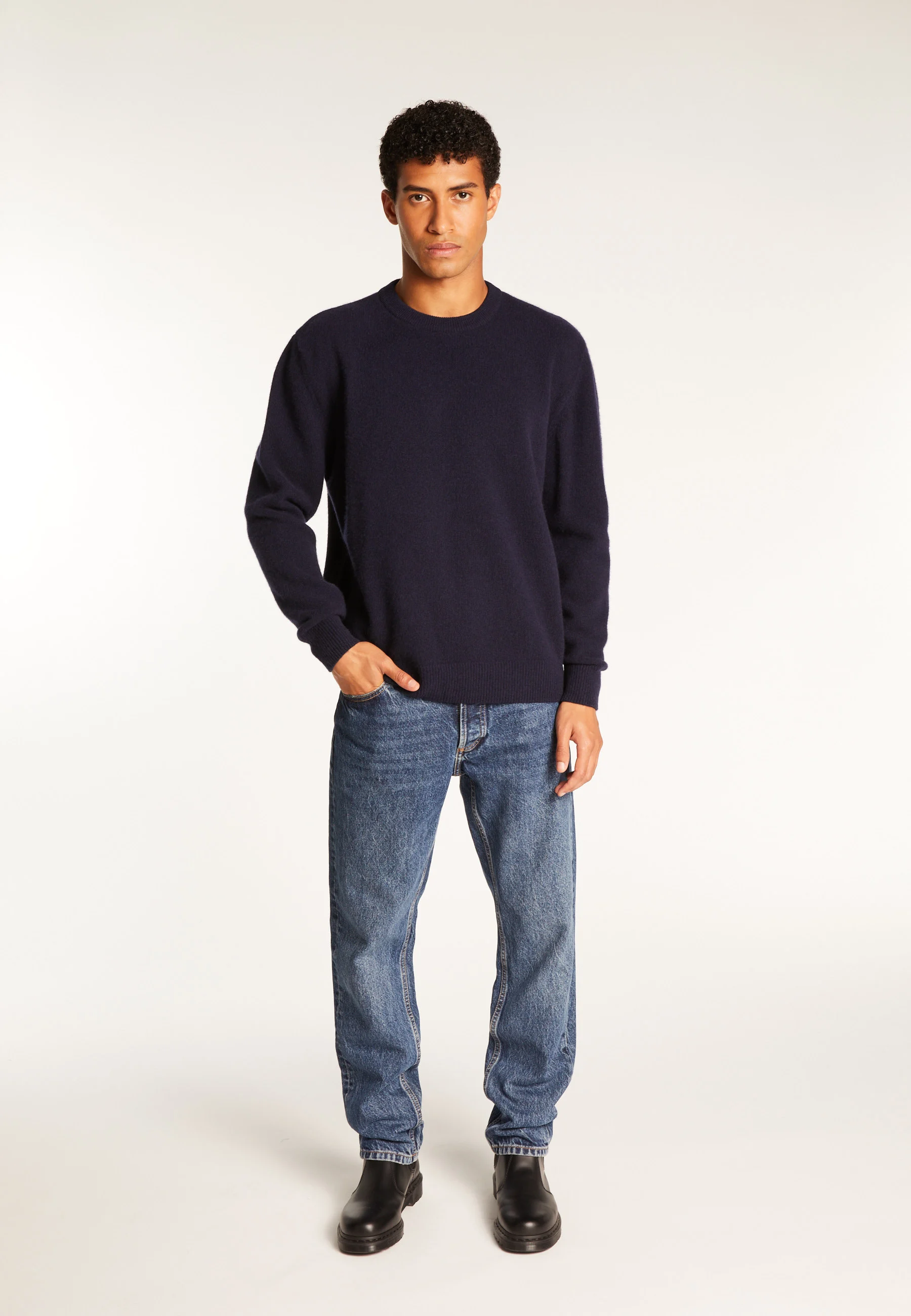 THOMAS - Pull col rond en laine mérinos | Bleu