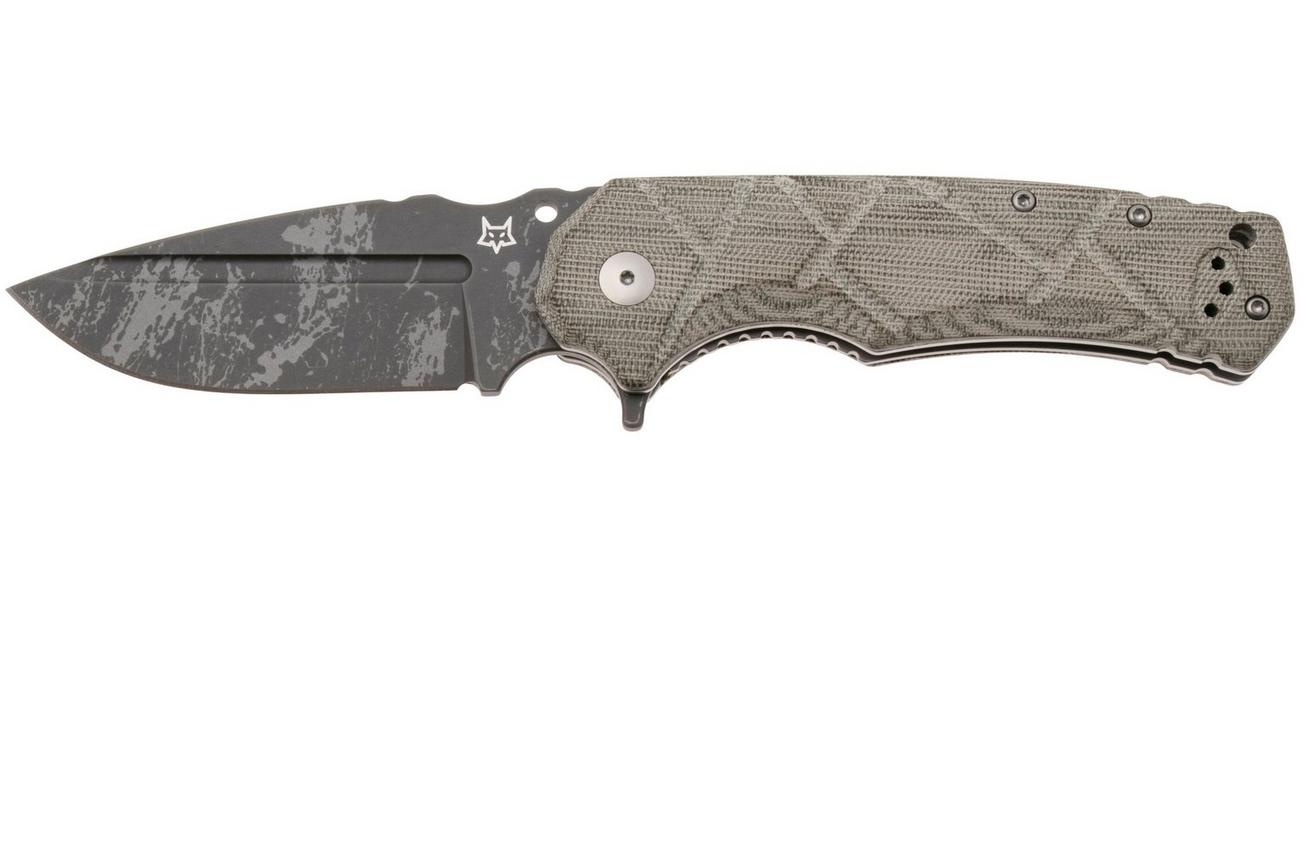 Fox Wander Tactical URO FX-557 Acid Etch Niolox, OD Green Canvas Micarta, zakmes