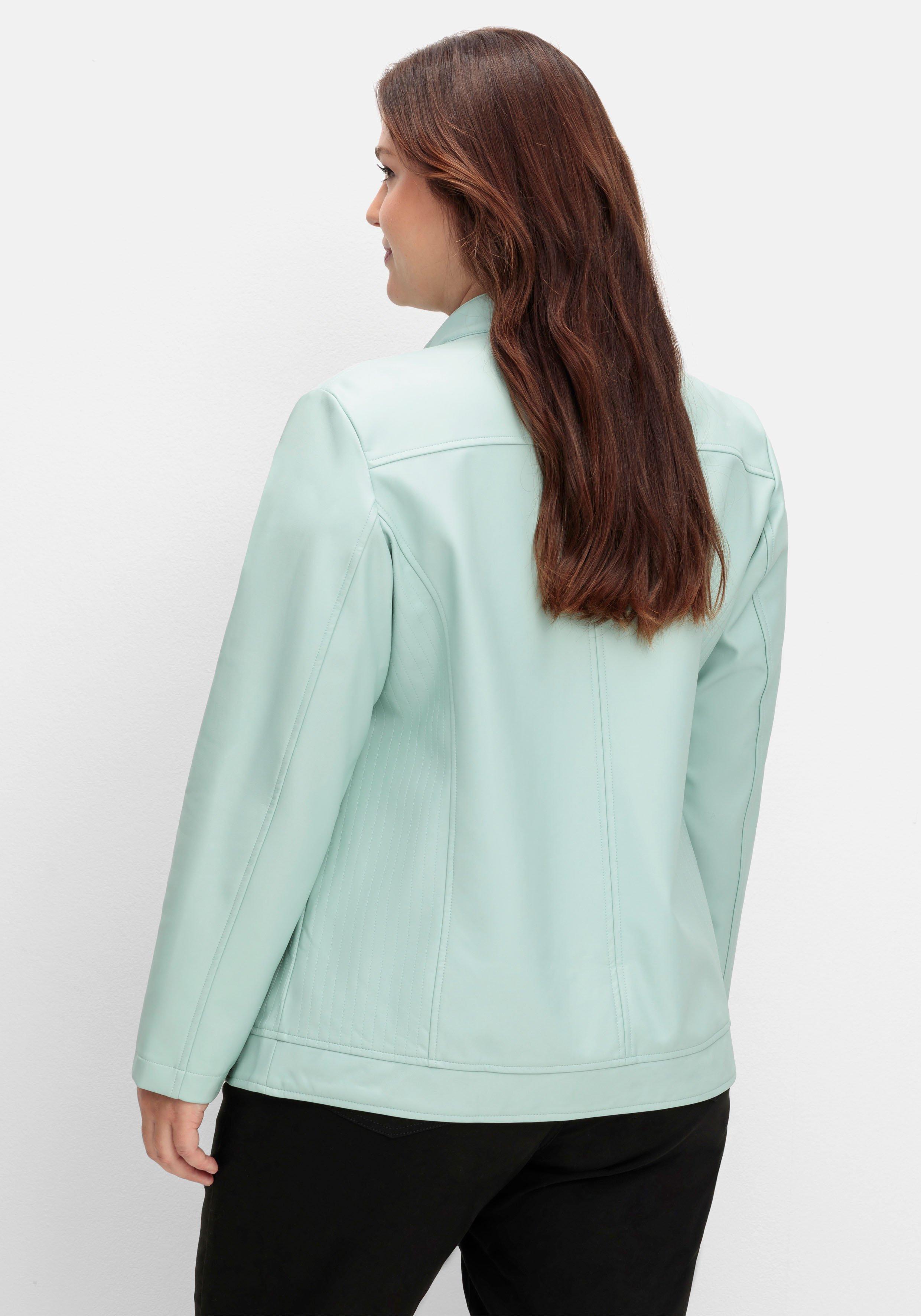 Jacke mit Stehkragen, aus Lederimitat
