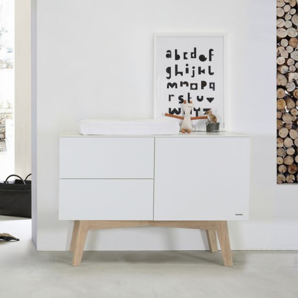 Kidsmill Sixties Babykamer Wit Mat / Naturel | Bed 60 x 120 cm   Commode