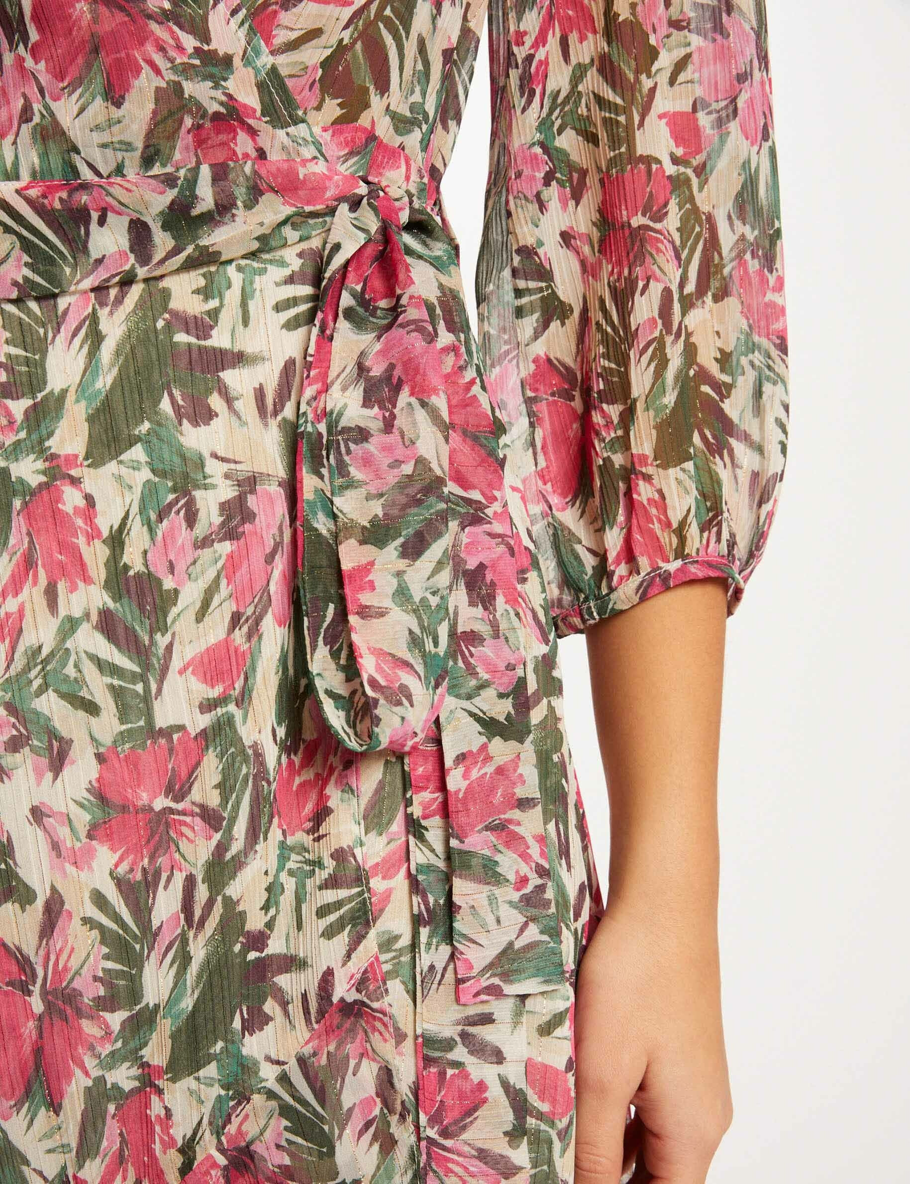 Robe midi portefeuille imprimé floral multico femme - multico