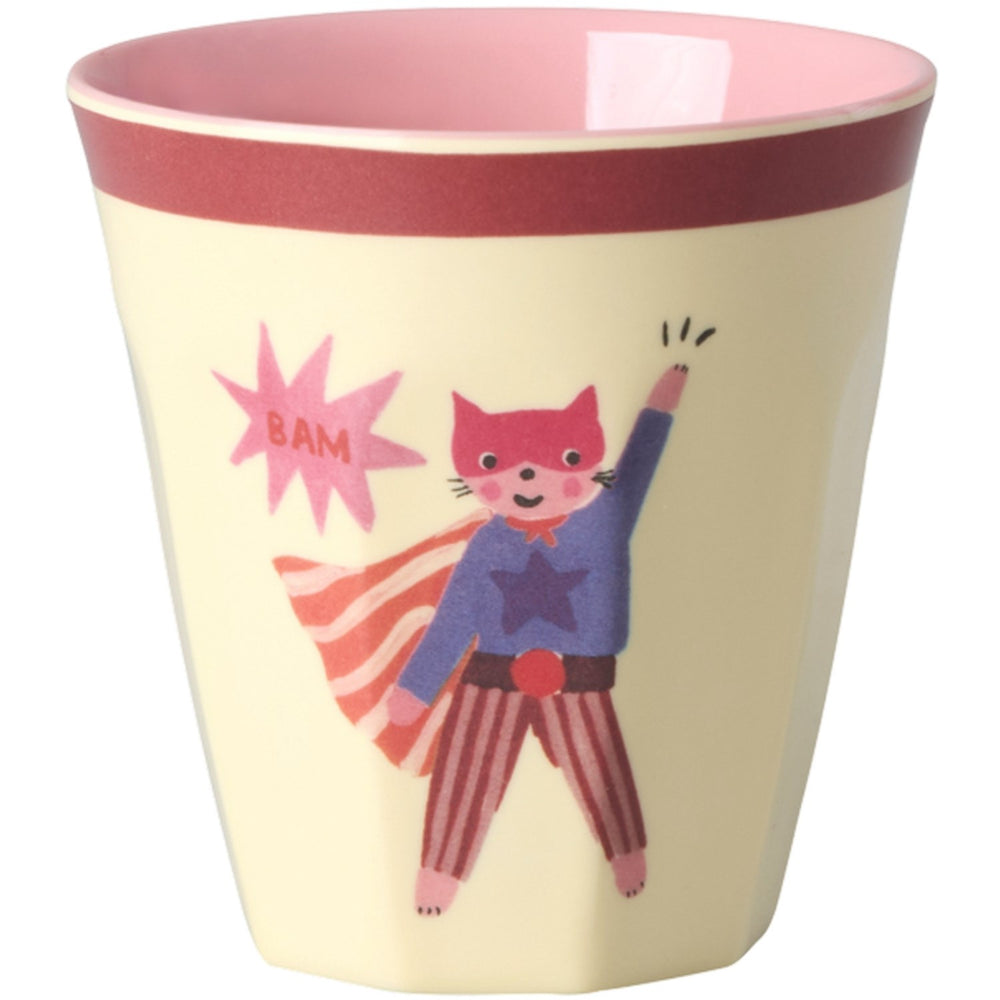 Køb Rice Melamin Kids Kop Med Hero Print - Pink - Small - 6 Pak - 160 Ml