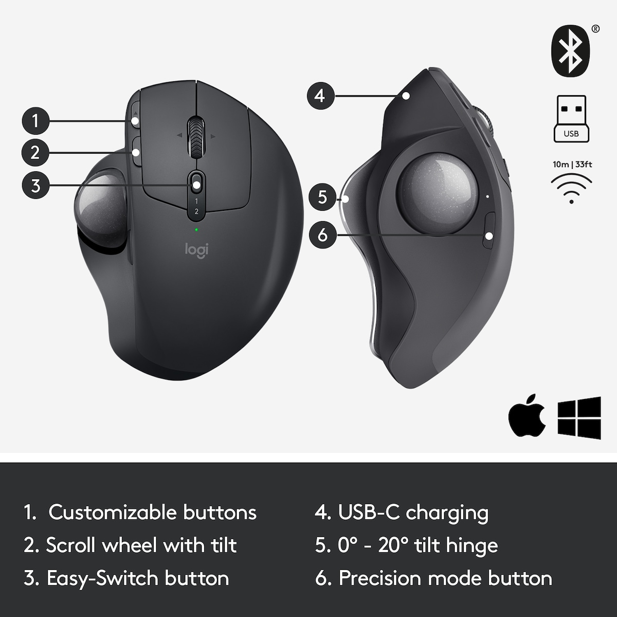Logitech MX Ergo trådløs trackball-mus
