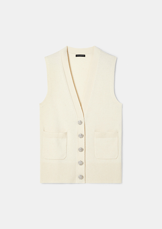 Gilet Ginnyécru en laine mérinos et alpaga