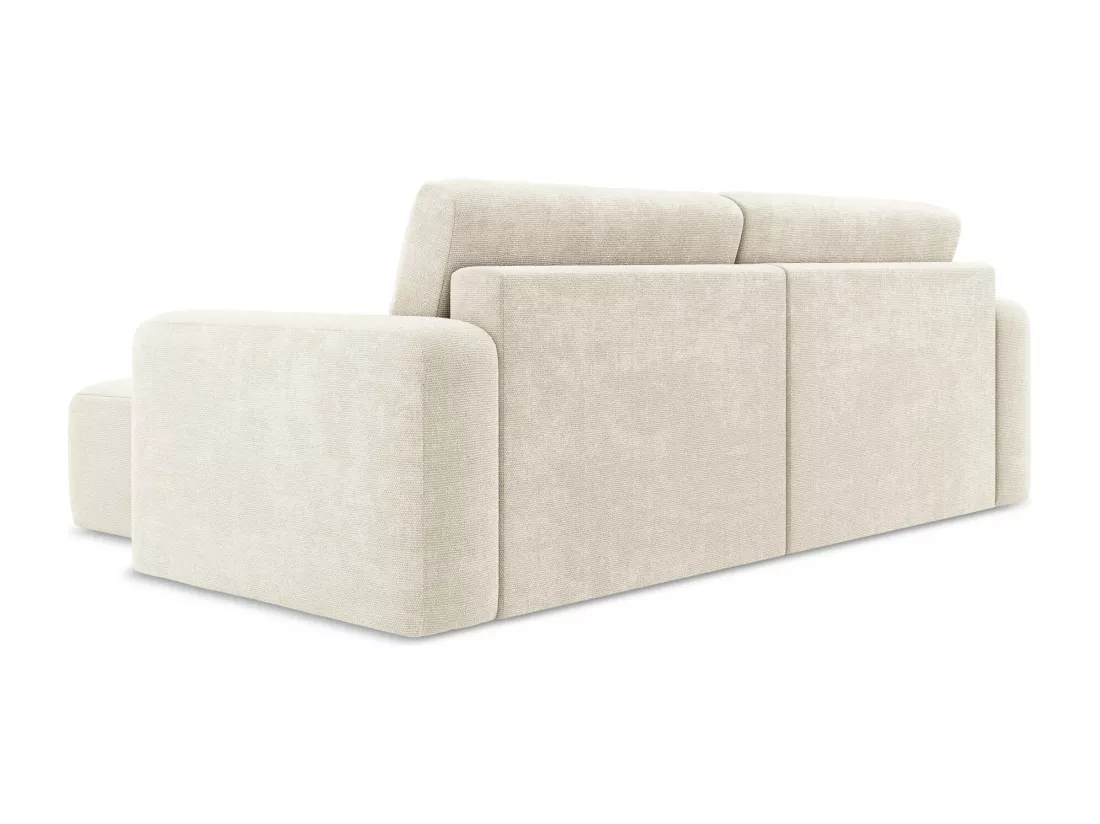 Canapé d’angle 3 places droit convertible en Chenille - beige clair - KONA