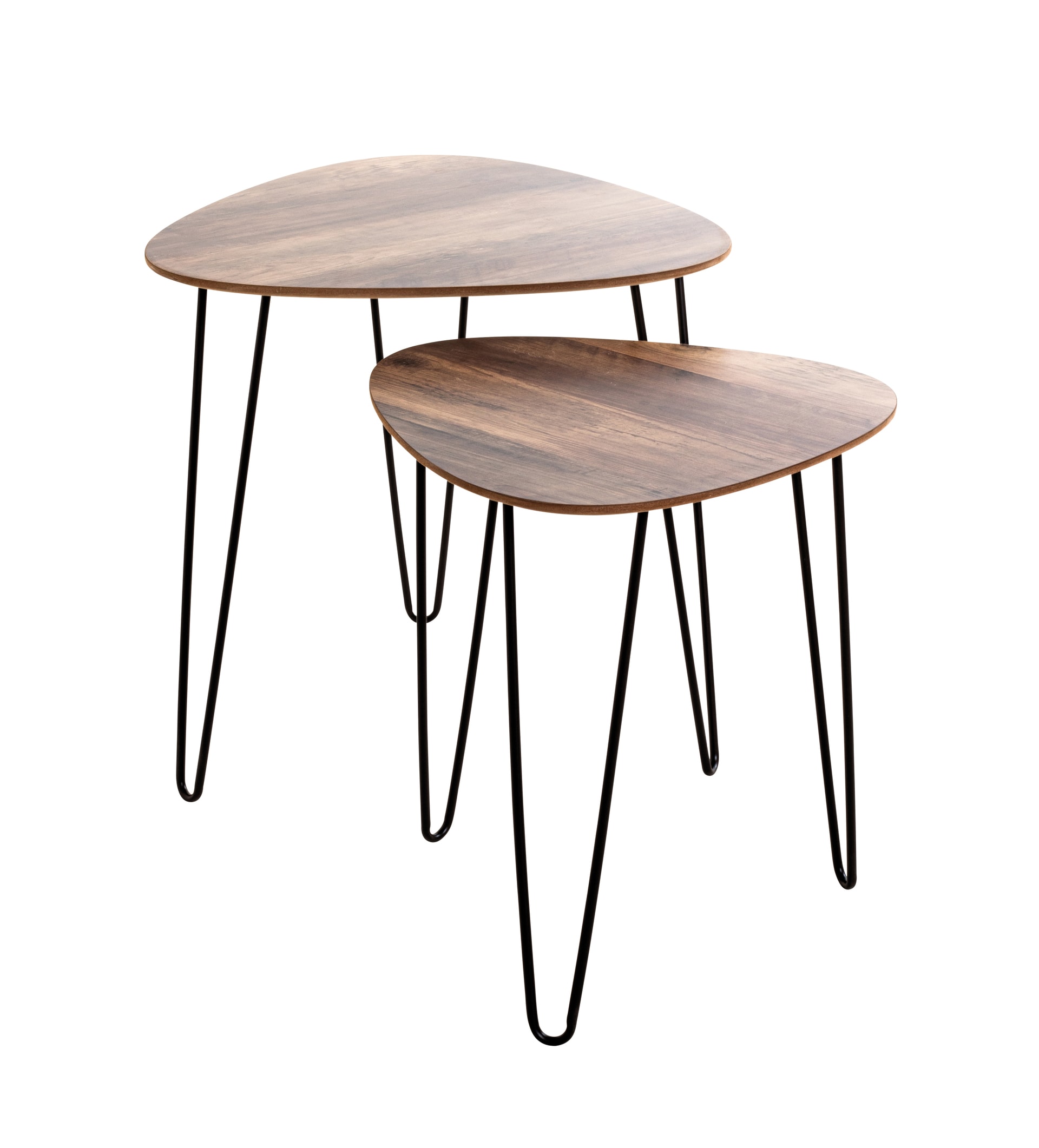 Beistelltisch 2er Set 40x40 cm/48x48 cm dunkelbraun/schwarz