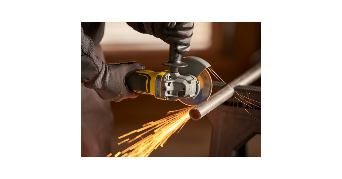 StanleyFATMAX V20 18V Brushless haakse slijper  (Geel/zwart, Koffer, 2 accu's (4.0Ah) en oplader inbegrepen)