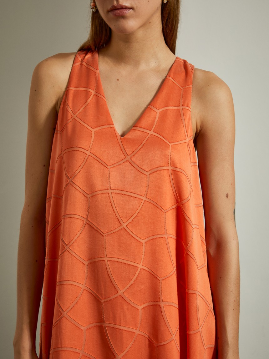 Vestido estampado sem mangas