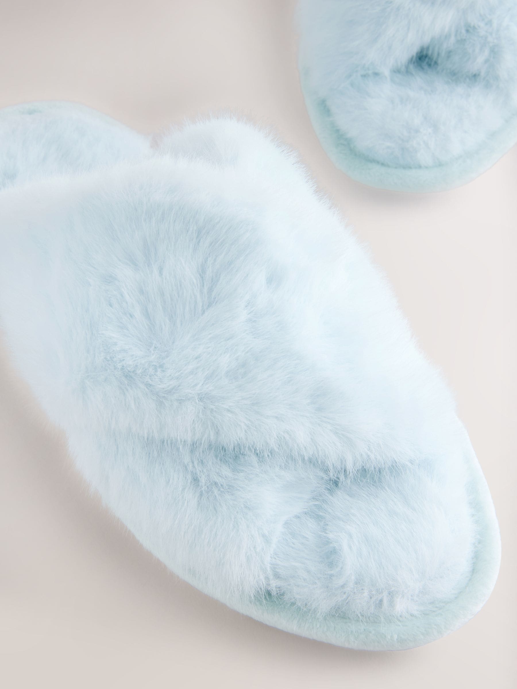 Blauw - Instappantoffels van imitatiebont