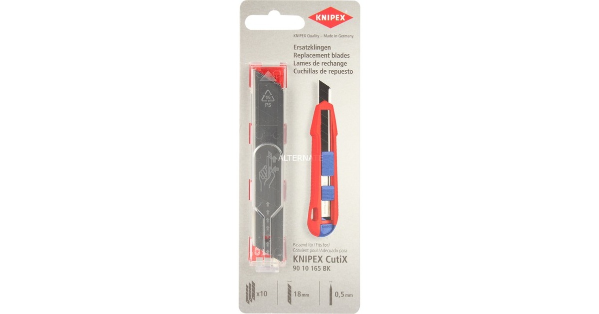 KNIPEXVervangmessen 90 10 165 E02, 10 stuks reservemes  (voor CutiX 90 10 165 BK)