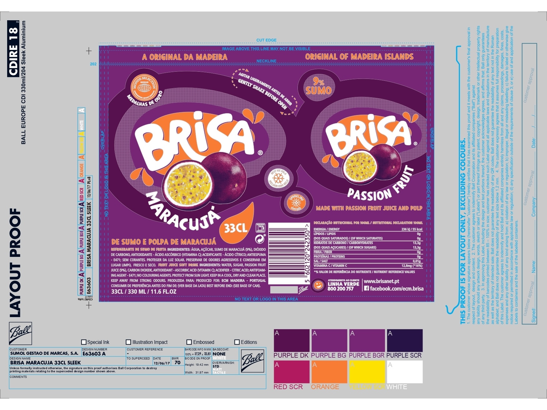 REFRIGERANTE C/GÁS BRISA MARACUJÁ LATA 033LT