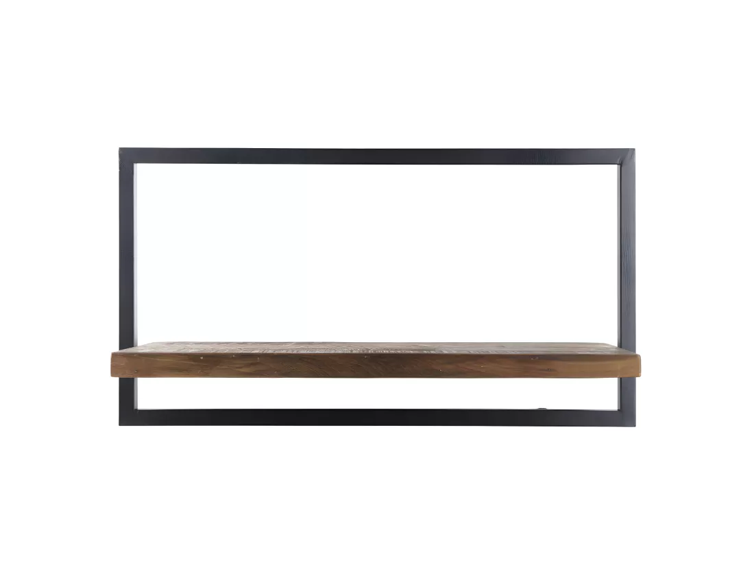 ALIDA - Étagère murale 'L' 1 plateau teck recyclé marron structure métal noir