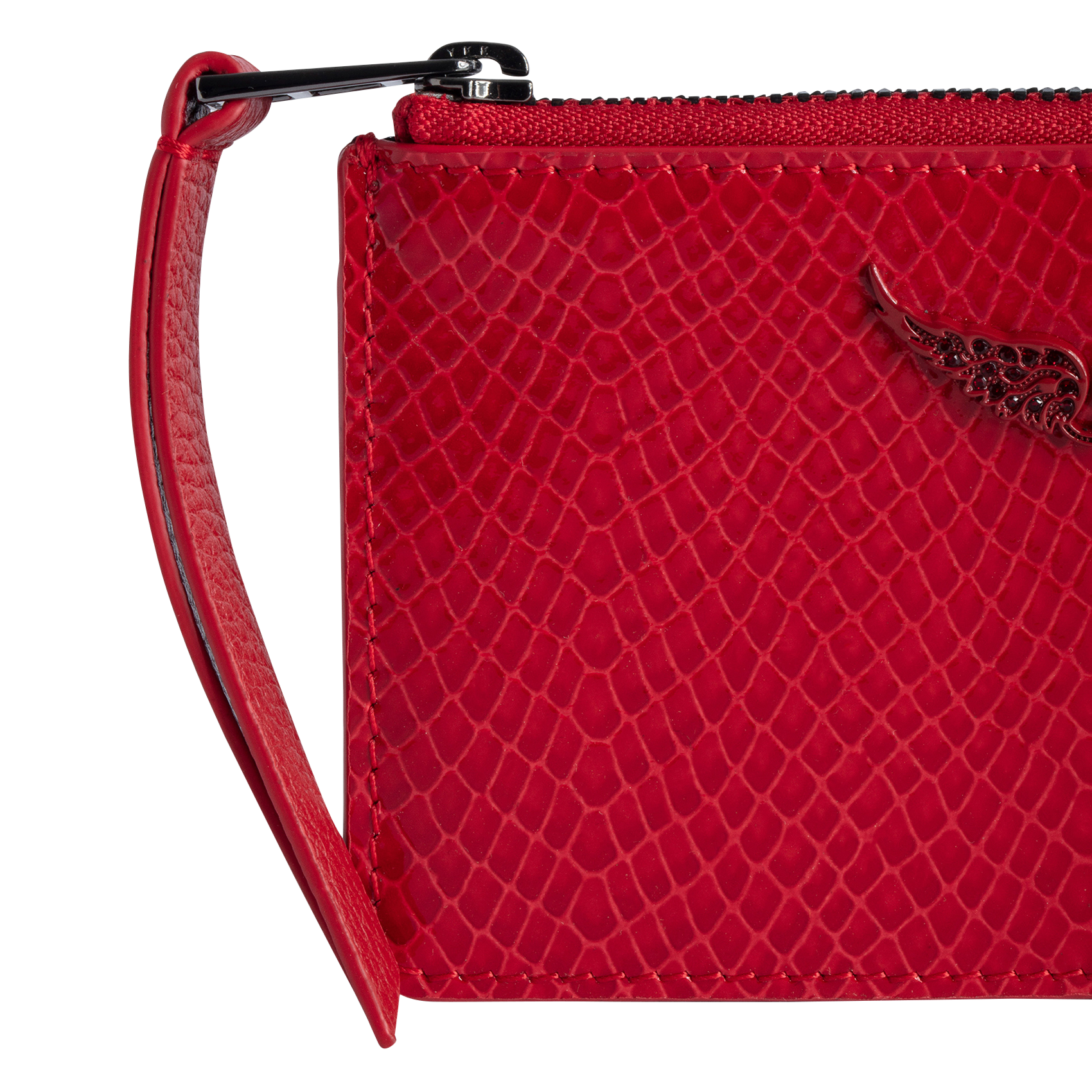 ZV CARD - Porte-cartes en cuir brillant embossé| Rouge