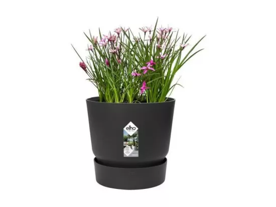 ELHO Pot de fleurs rond Greenville 25 - Exterieur - O 24,48 x H 23,31 cm - Vivre noir