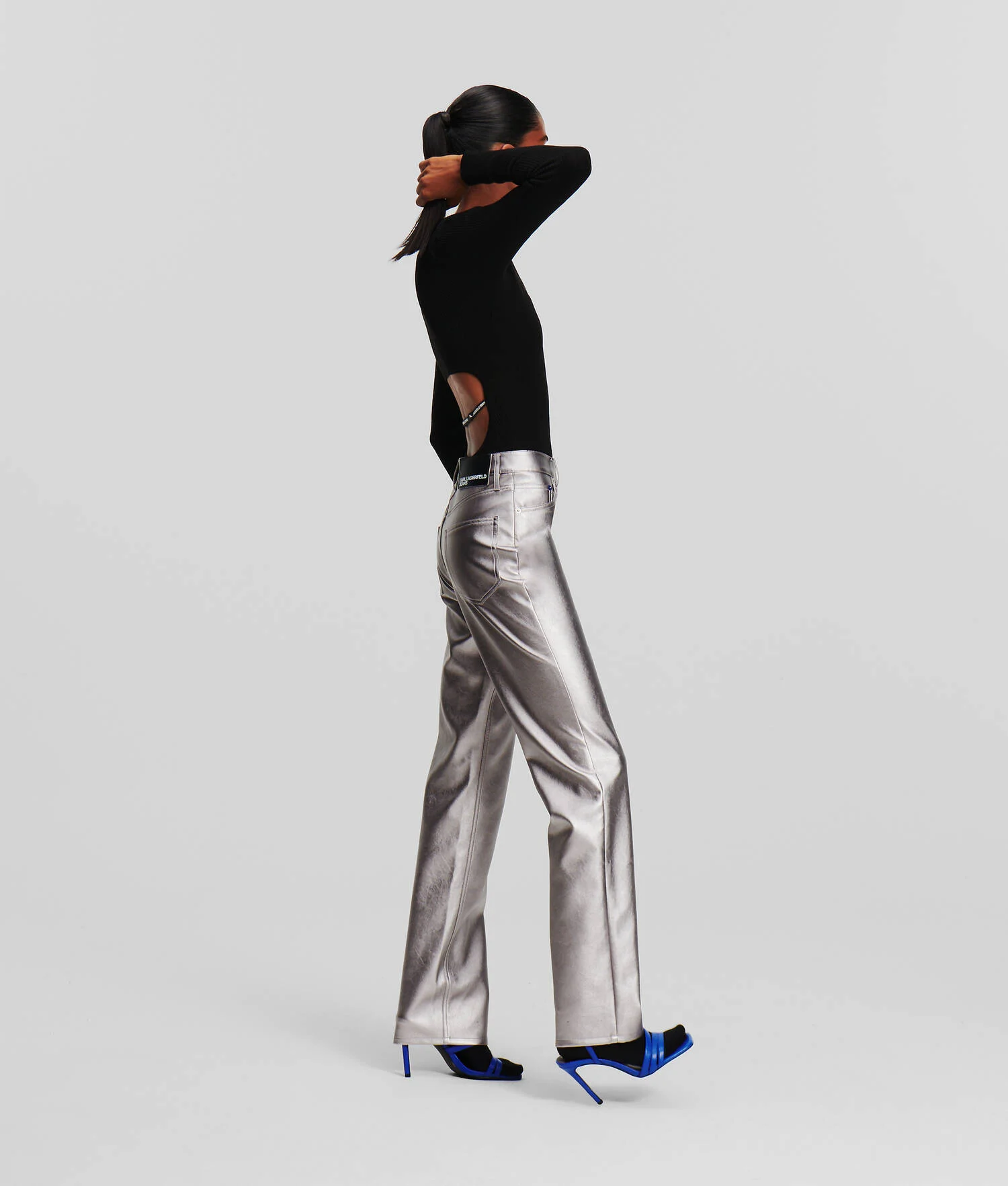 PANTALON EN SIMILI-CUIR EFFET MÉTALLISÉ KLJ