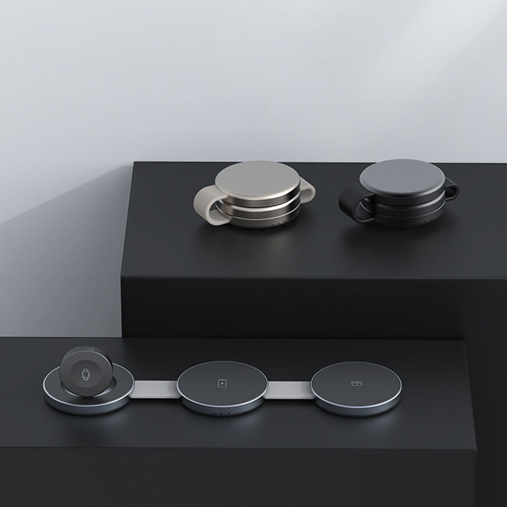 (15W) 3in1 MagSafe Qi Wireless Charger Ladegerät Faltbare Ladestation - Silber