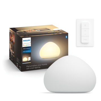 Philips Hue tafellamp Wellner wit - warm tot koelwit licht 8W - met 1 dimmer switch
