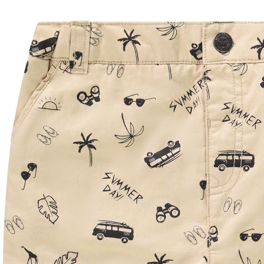 Bermuda en twill pigmentaire imprimé summer day pour bébé garçon - Beige