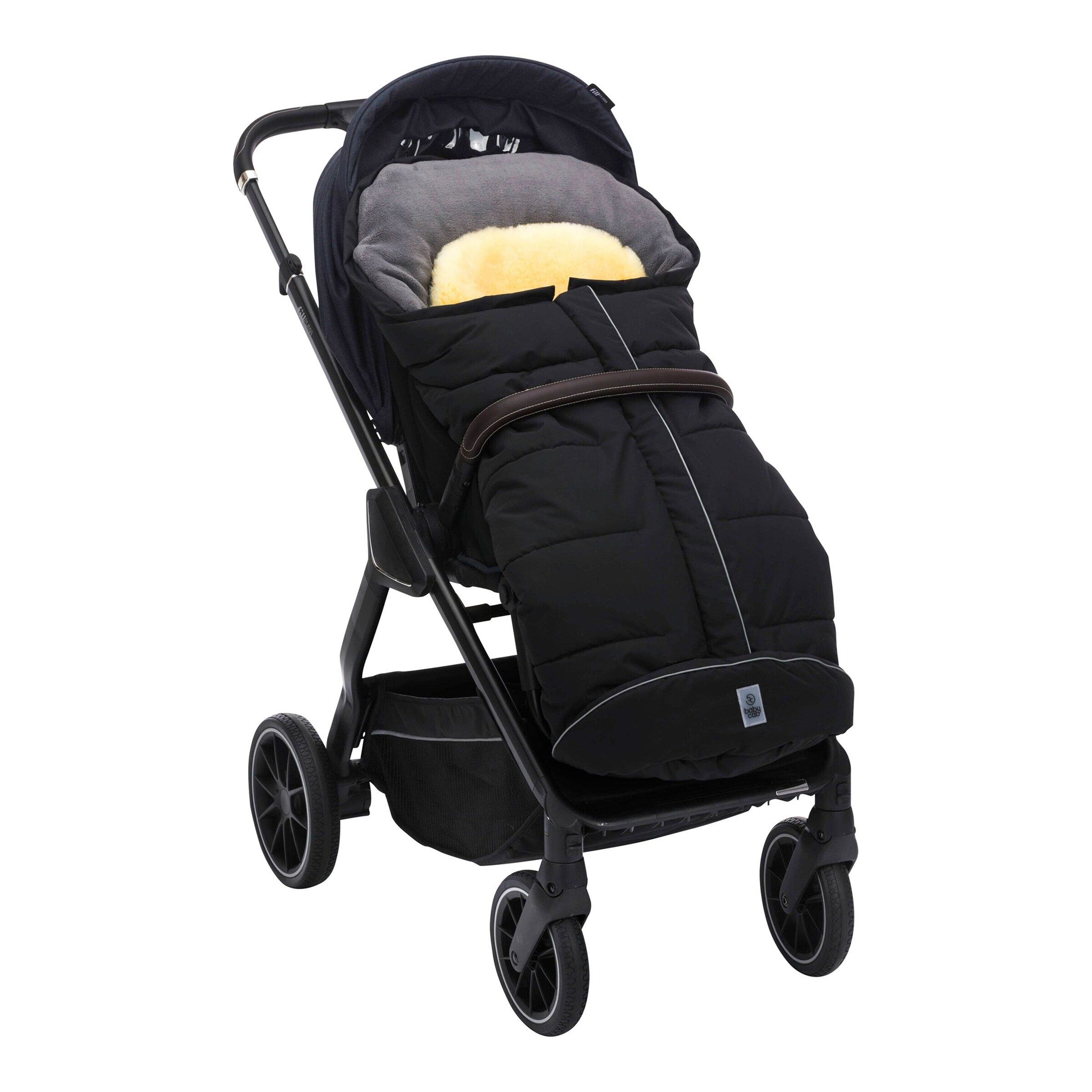 babycab Lammfell-Fußsack Inari für Kinderwagen, Buggy schwarz