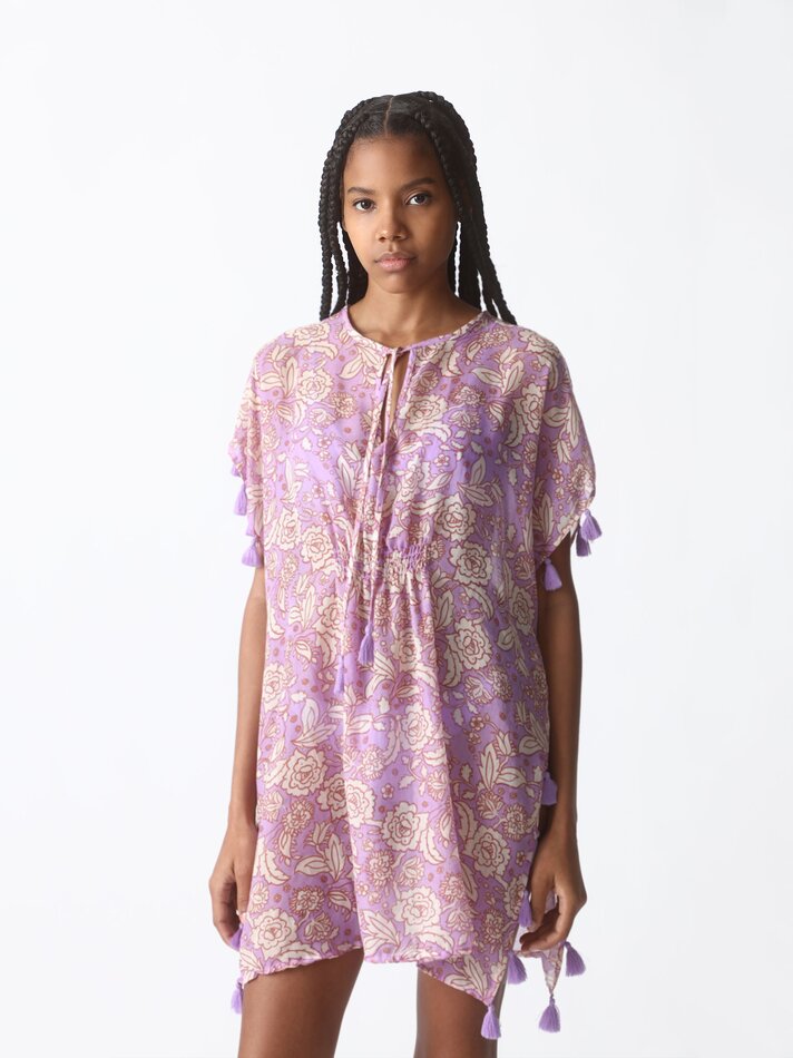 Caftan com franjas - Malva