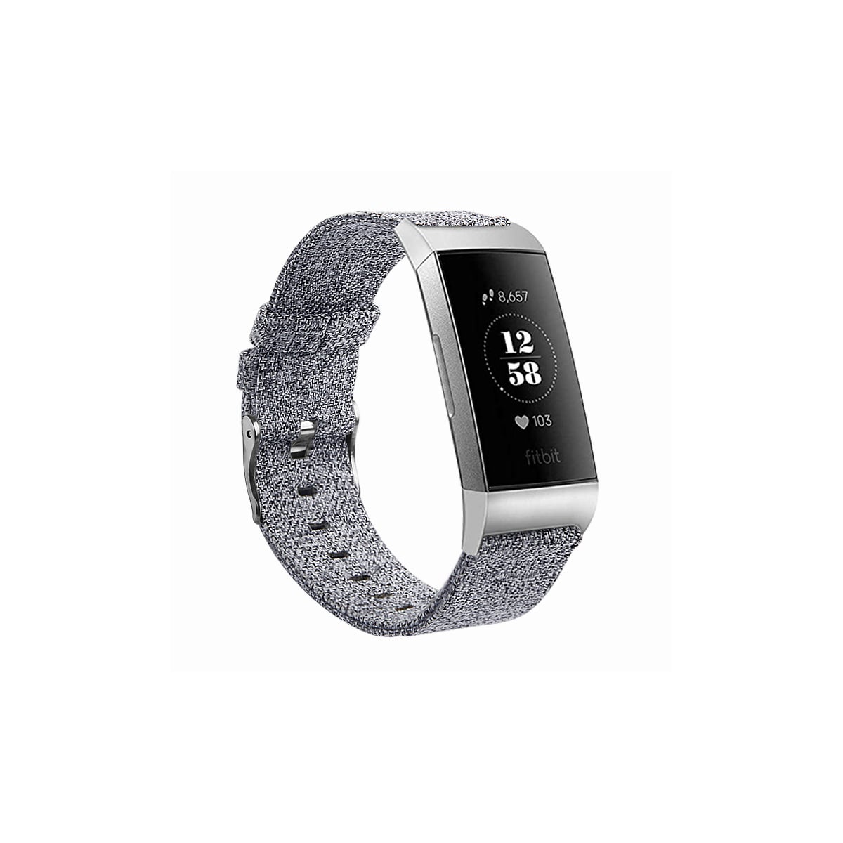 Fitbit Charge 3/4 armbånd canvas grå (L)