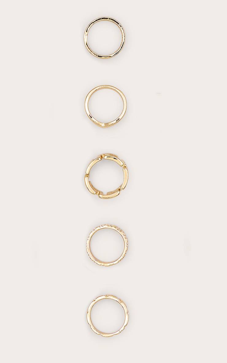 Doré Lot De 5 Bagues Assorties À Découpes