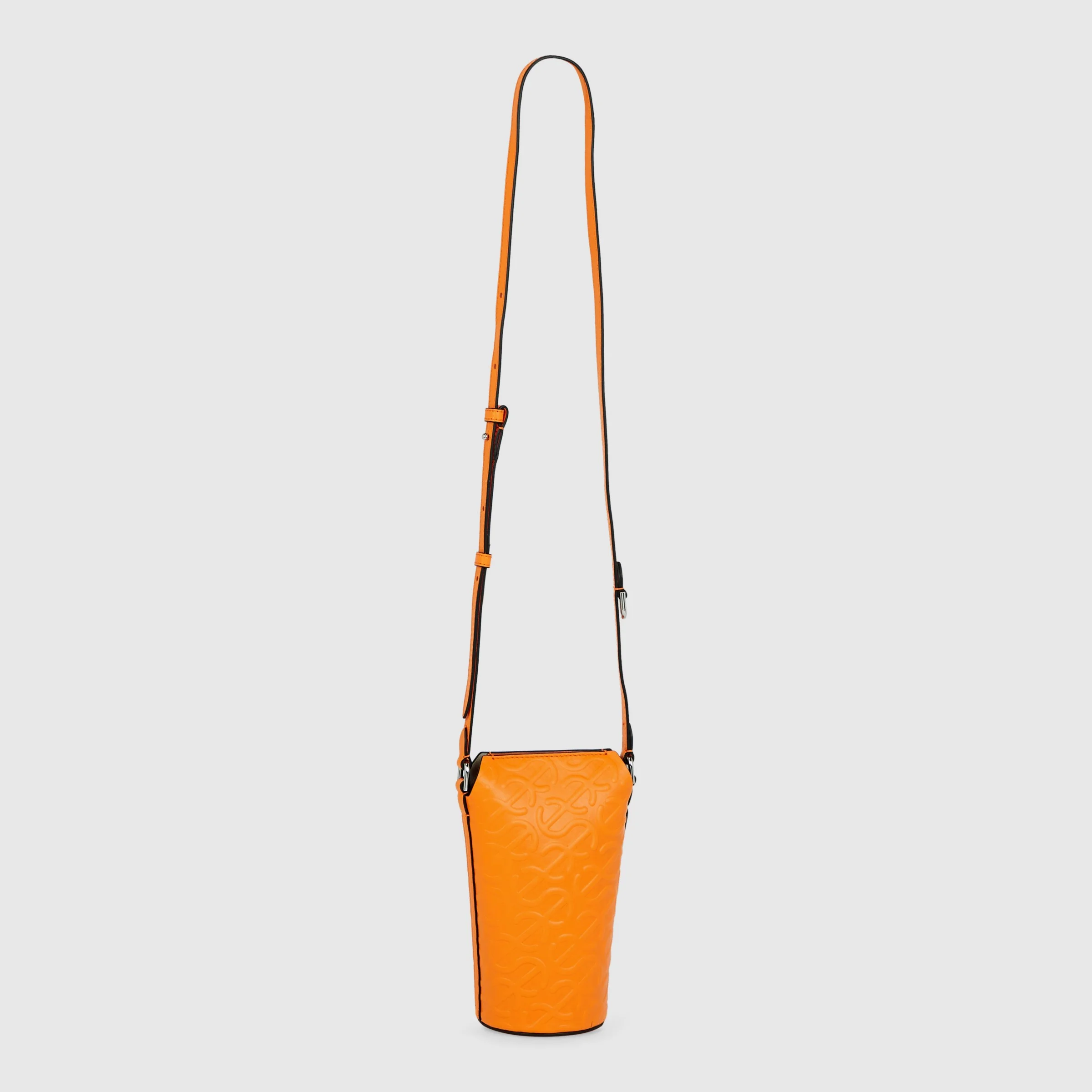 ECCO Pot Bag Umhängetasche aus Leder Orange 9X19X9 cm