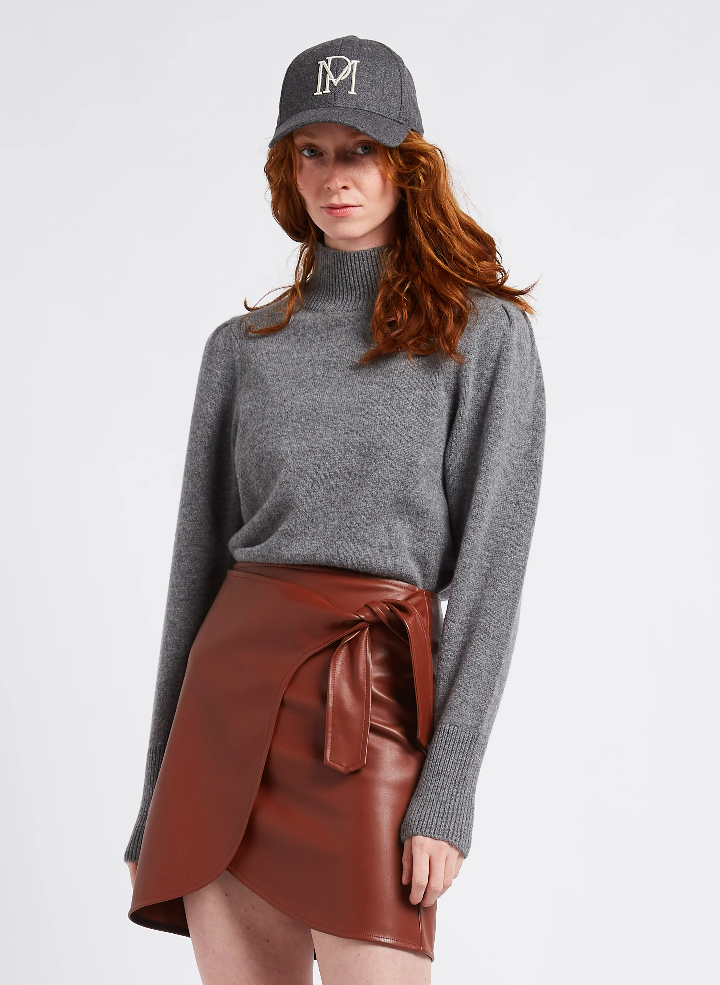 MATHIS - Pull droit col montant en laine et cachemire | Gris
