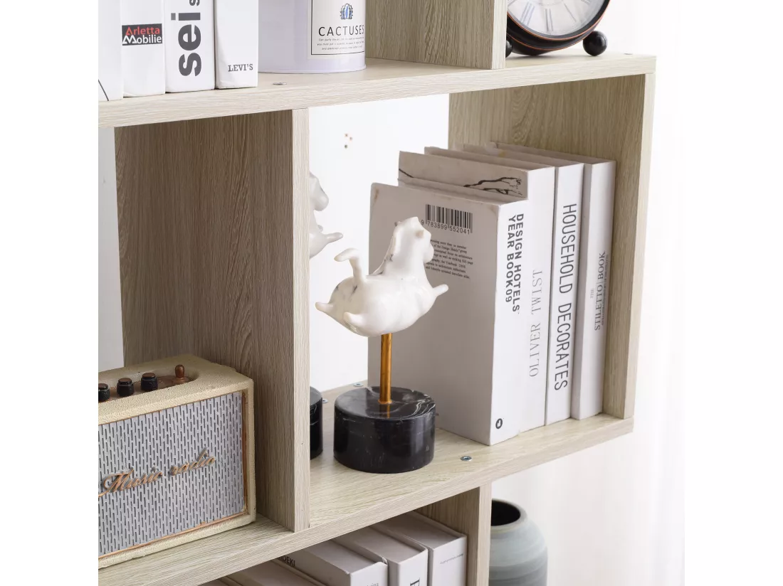 Bibliotheque 5 Etageres Sapin Blanchi Mdf Bureau 169x60x24