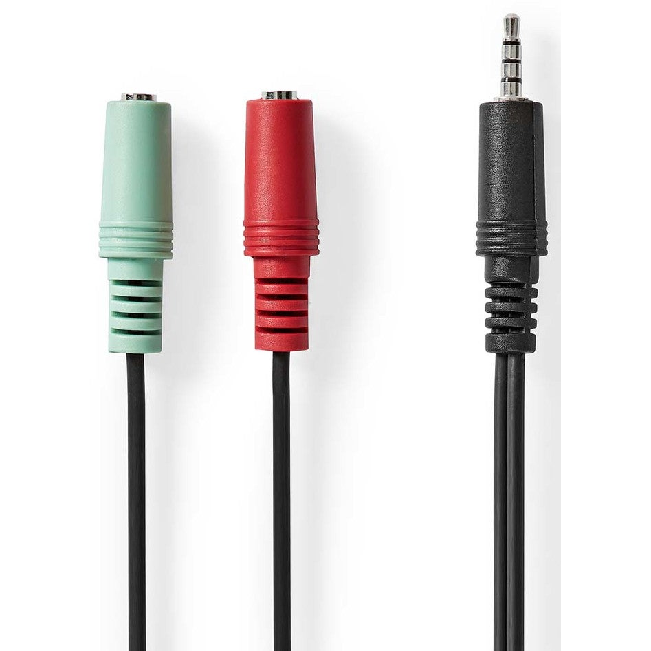 Nedis CAGB22150BK02 stereo audiokabel 3,5 mm male - 2x 3,5 mm female 0.2m