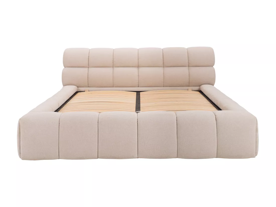 Lit coffre 200 x 200 cm - Tissu - Beige - FORVIK de Pascal Morabito