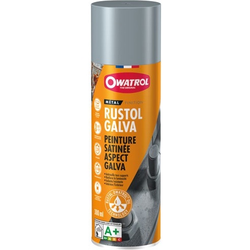 Bombe peinture satinée 300 ml Rustol - Aspect Galvanisé