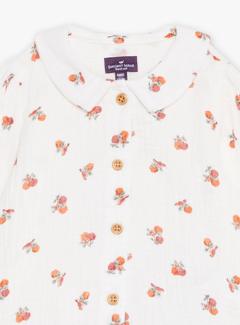 Chemisier vanille en gaze de coton à imprimé fruits