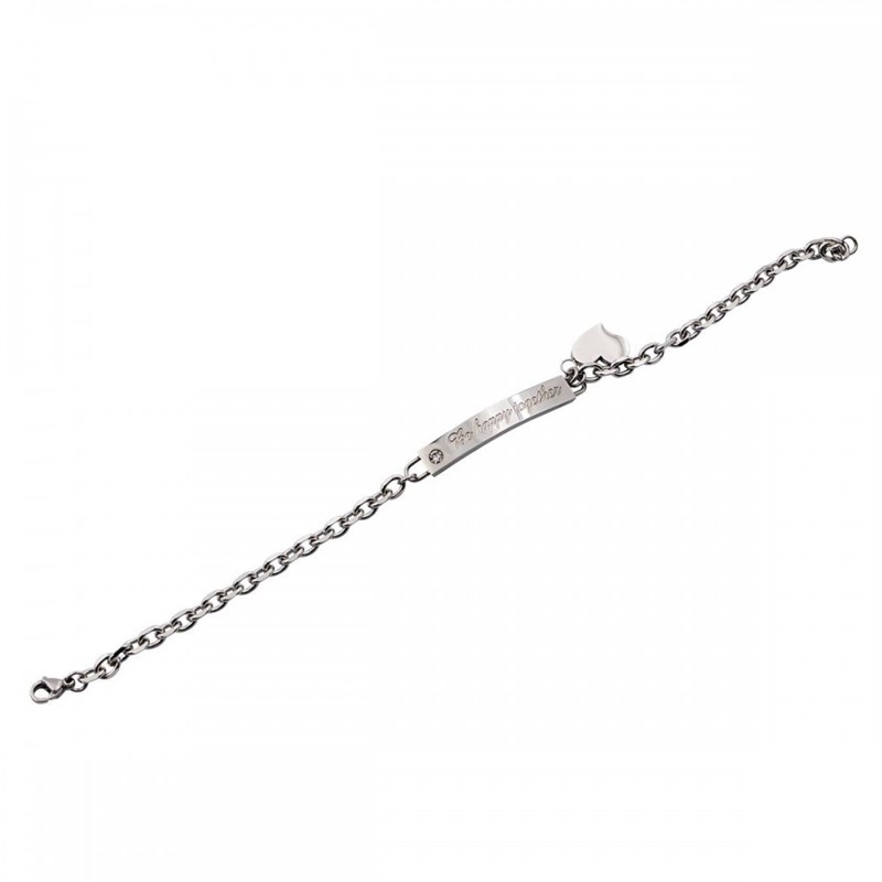 Gourmette Bracelet Acier Coeur Femme