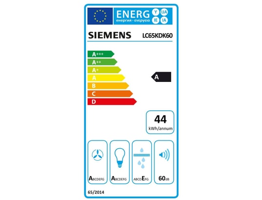 SIEMENS - Hotte decorative murale LC65KDK60, IQ100, 60 cm, 550 m3/h, 4 vitesses