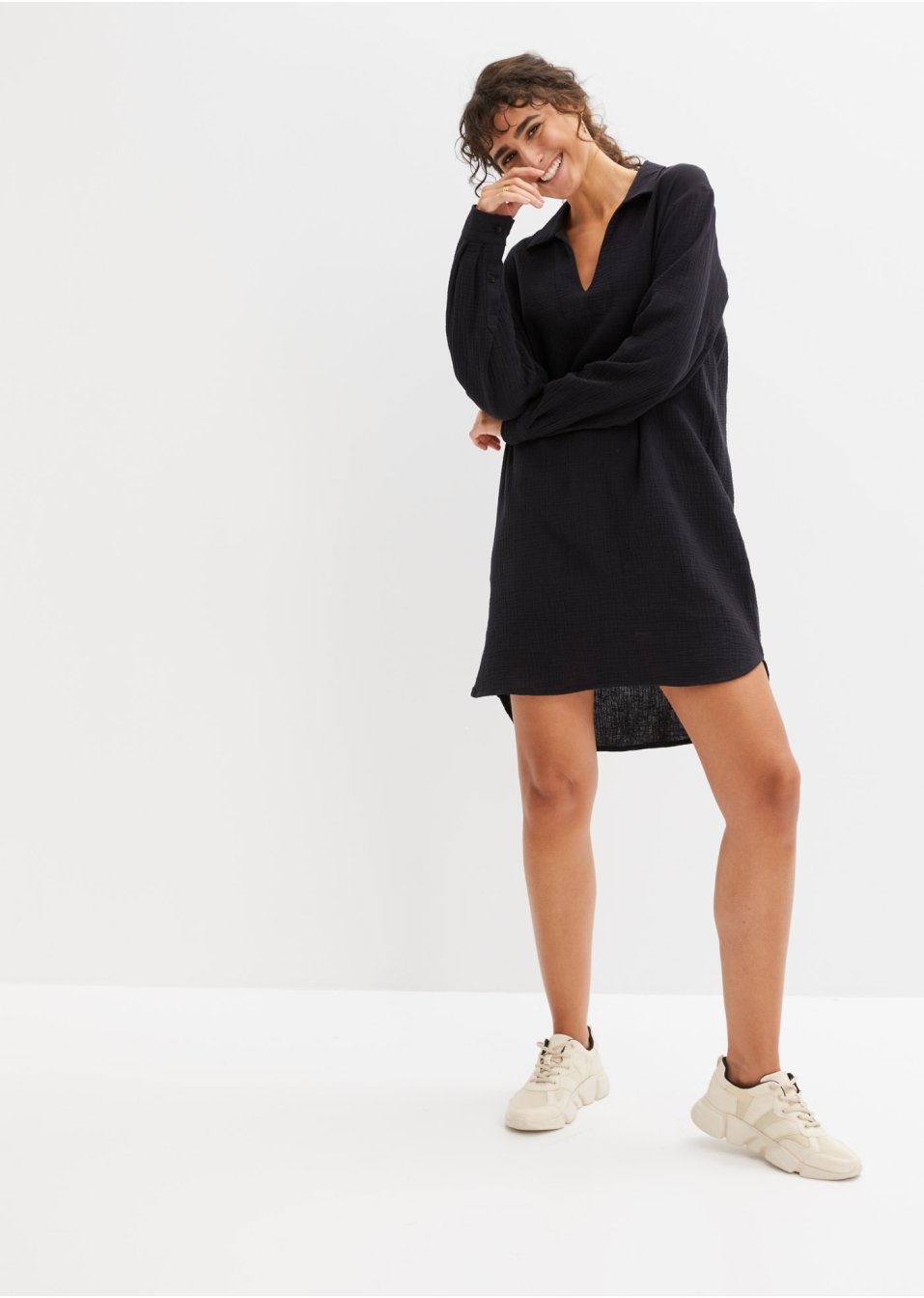 Robe en gaze de coton avec col