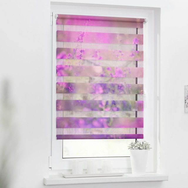 LICHTBLICK ORIGINAL Doppelrollo »Duo Rollo Motiv Blumenwiese« Lichtschutz ohne Bohren freihängend bedruckt