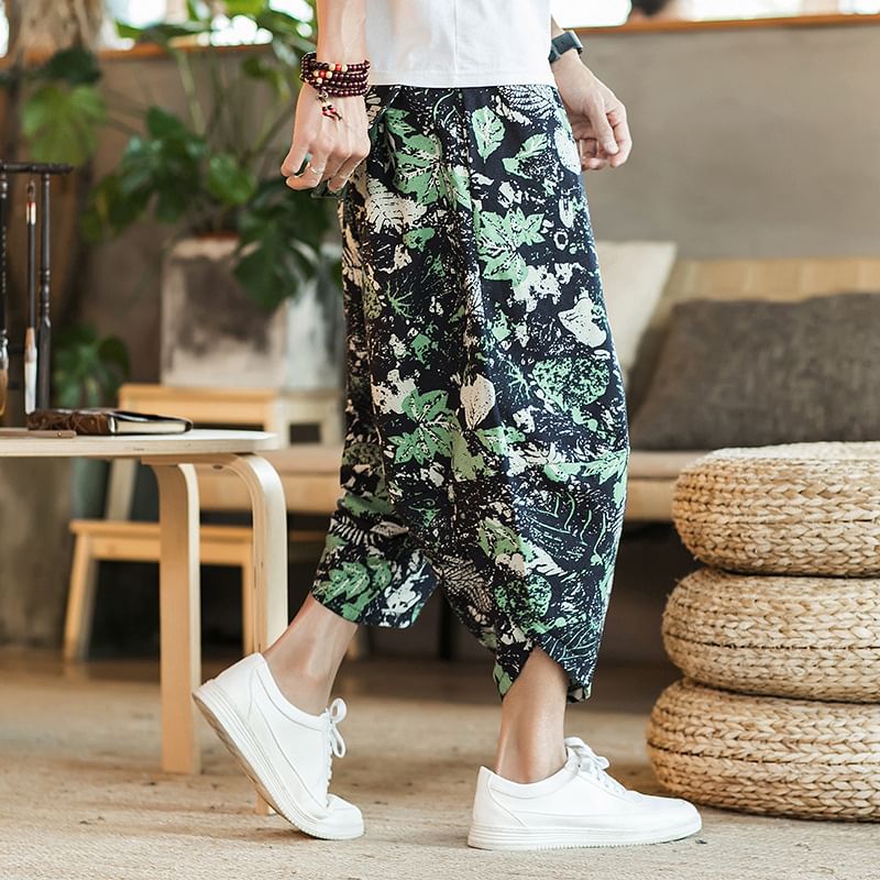 Blueforce - Cropped baggy broek met trekkoord en patroonprint