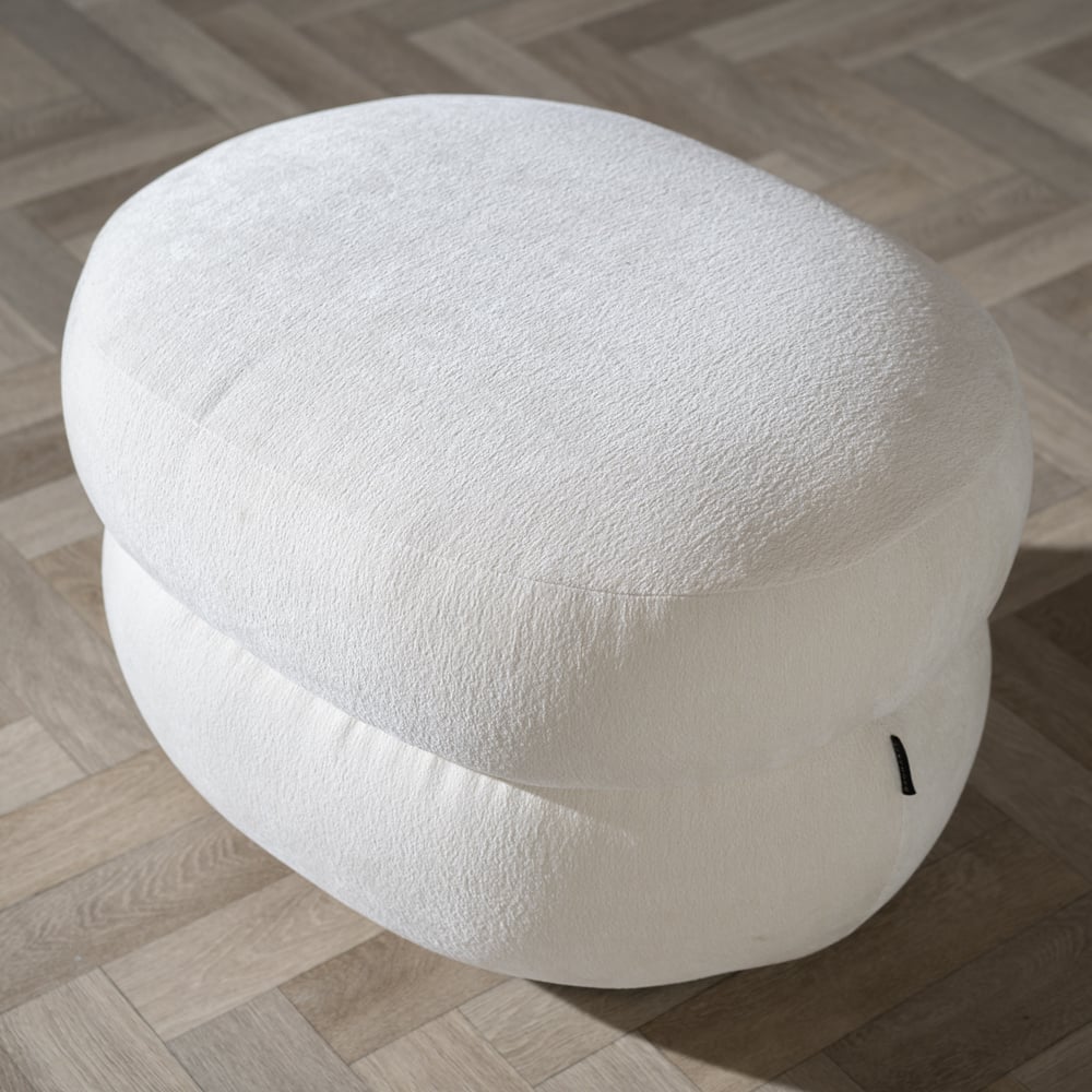 Bronx71 Hocker Mia ovaal chenille off white
