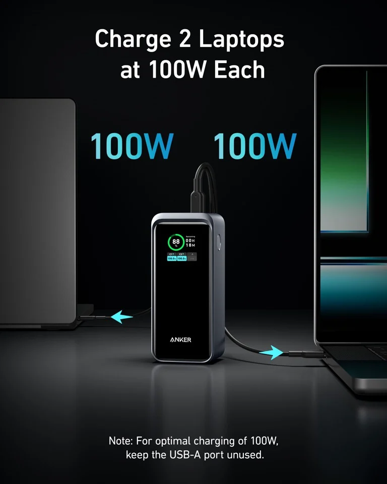 Anker - Prime - Power Bank - 20.000mAh (200W), Sort