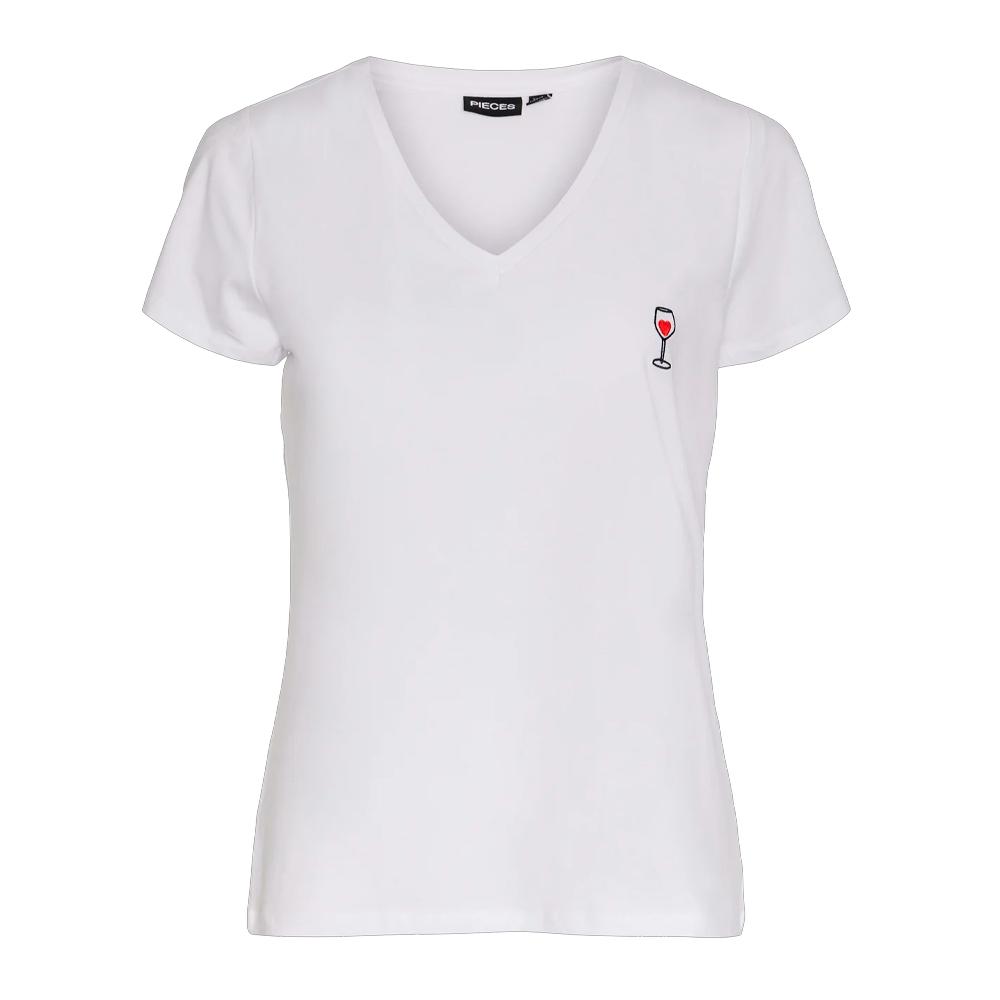 Pieces T-shirt Blanc Femme Pieces Merima