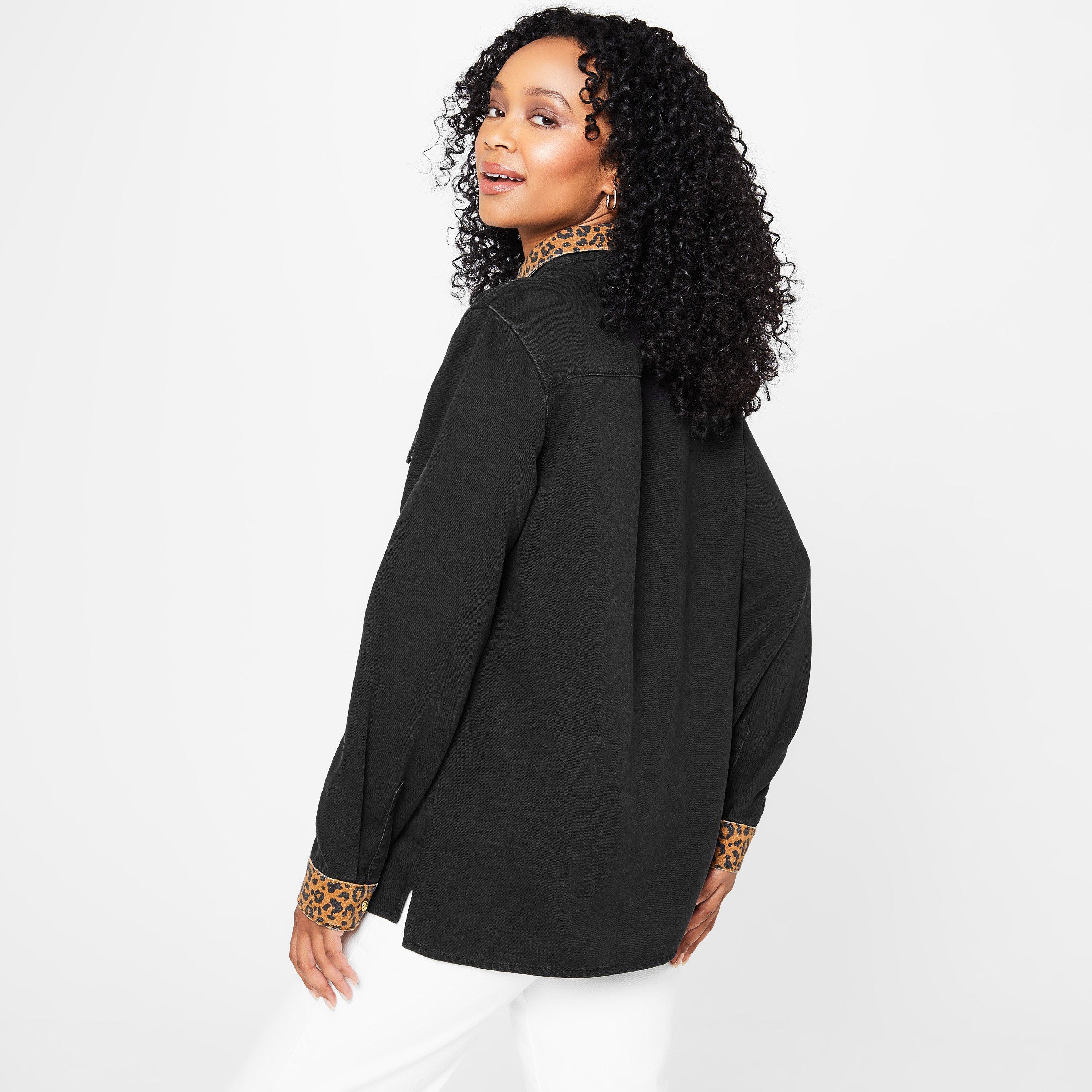 Biba Leopard Collar Denim Shirt