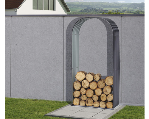 Brandhoutberging, ronde boog, 103 x 40 x 200 cm, antraciet