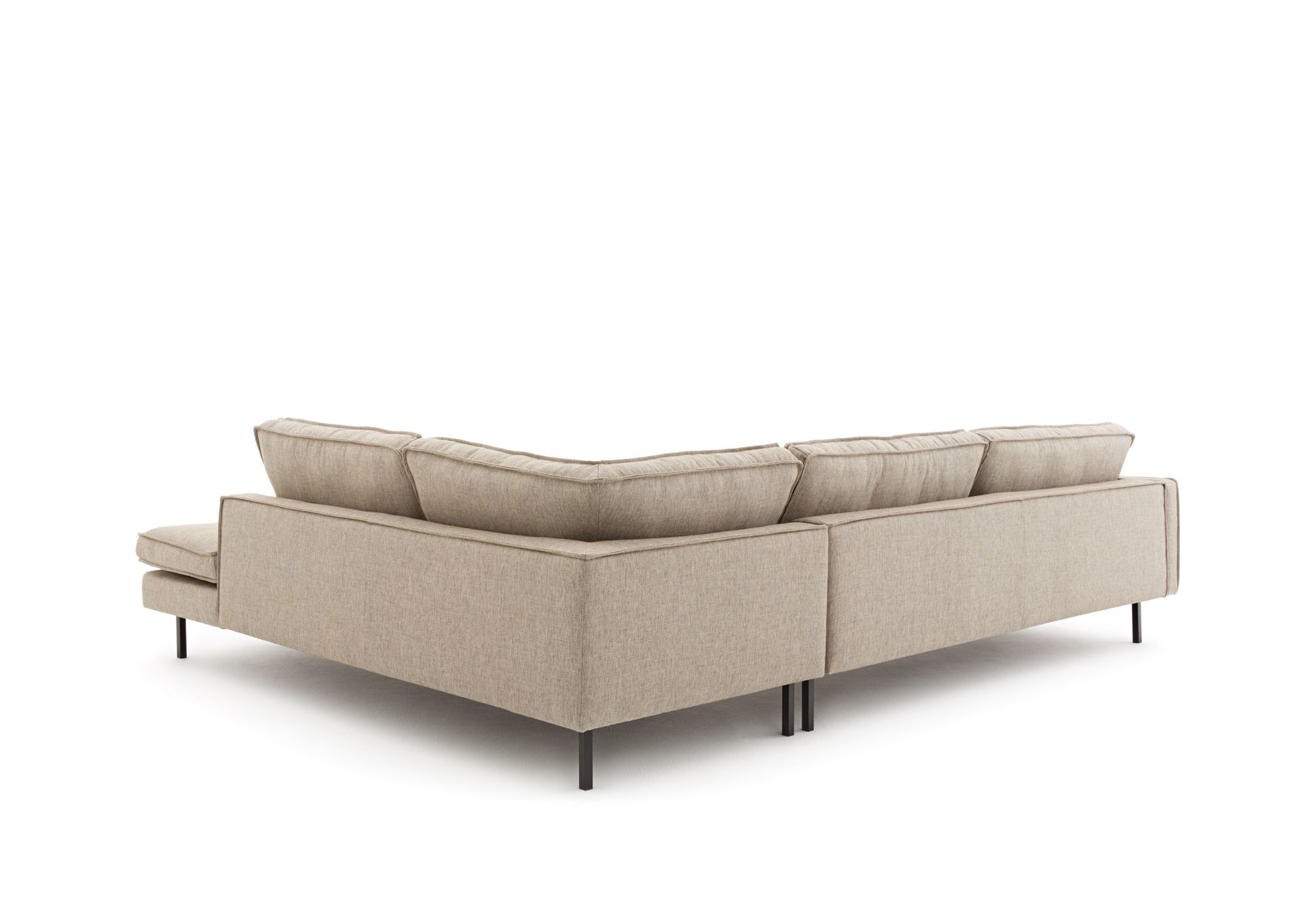 Loods 5 Design hoekbank Slimm Stof Outside rechts Combi rechts: 3 zits arm links + 2,5 zits met hocker Rechts | Stof: Solution Lightbrown 115 | Frame: Zwart