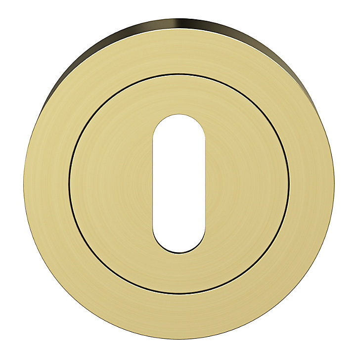 Rosace de fonction rond à visser à serrure GoodHome Duod effet laiton satin or Ø50mm