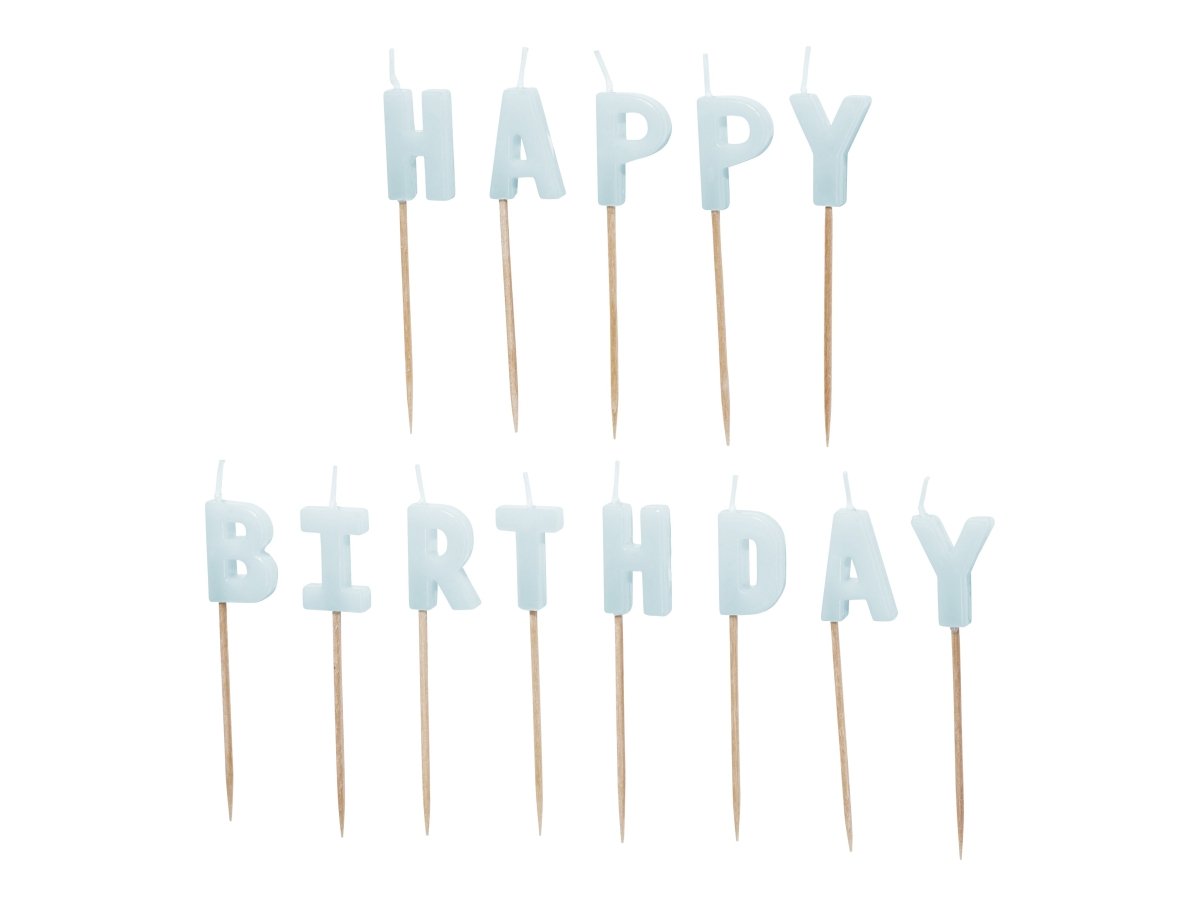 Happy Birthday Kaars Lichtblauw 13st