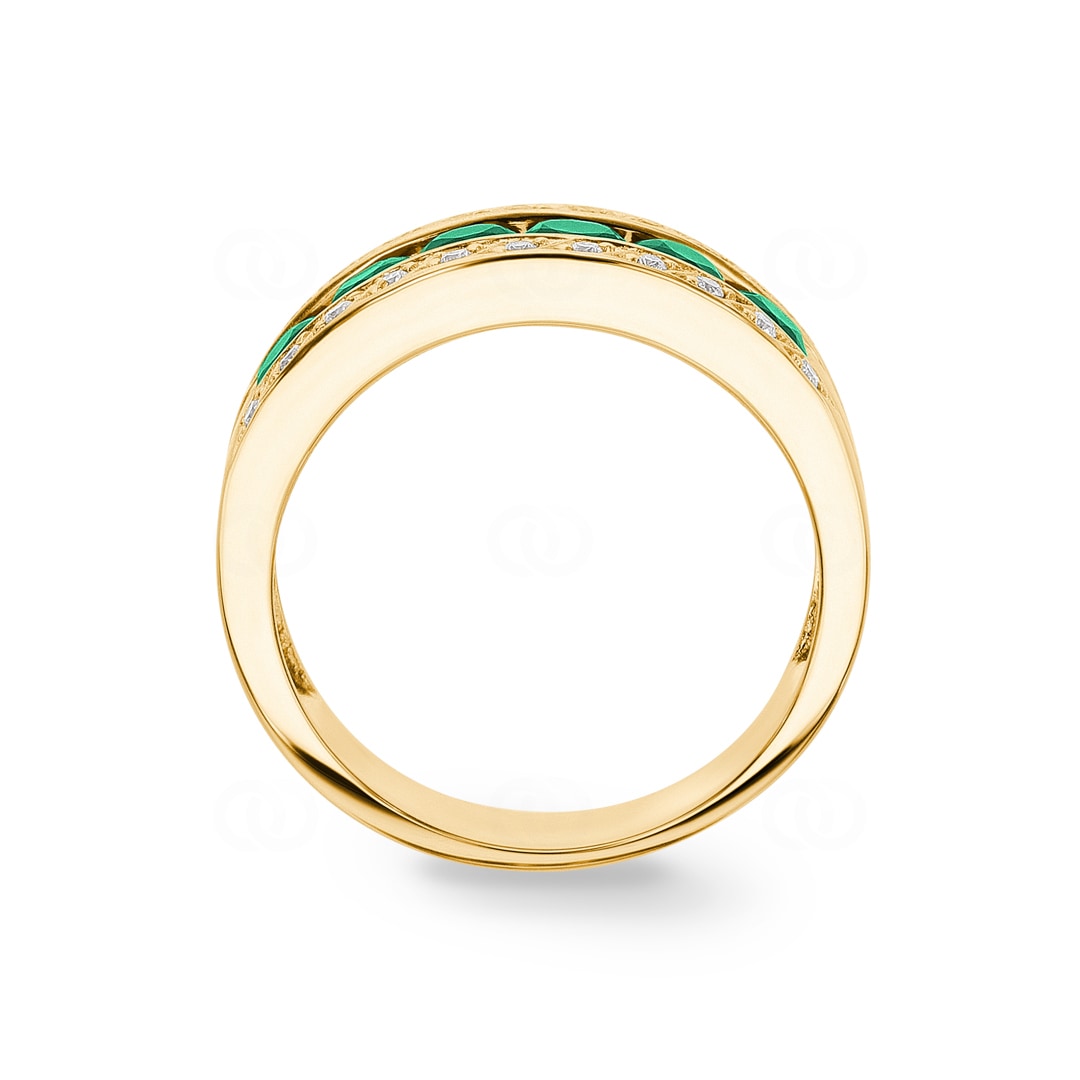 Smaragdring 750/18 K Gelbgold mit Diamanten 0.14 ct H/si